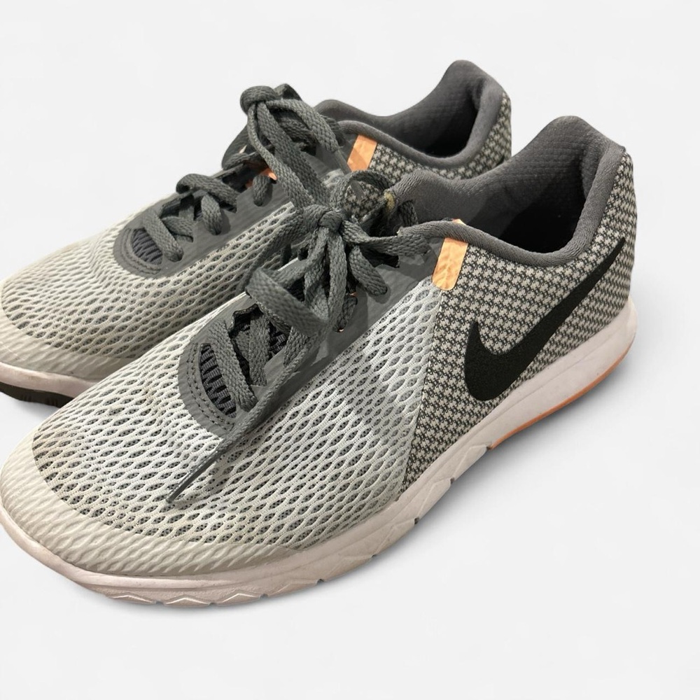 Nike Mesh Gray and Black Sneakers with Orange Accents